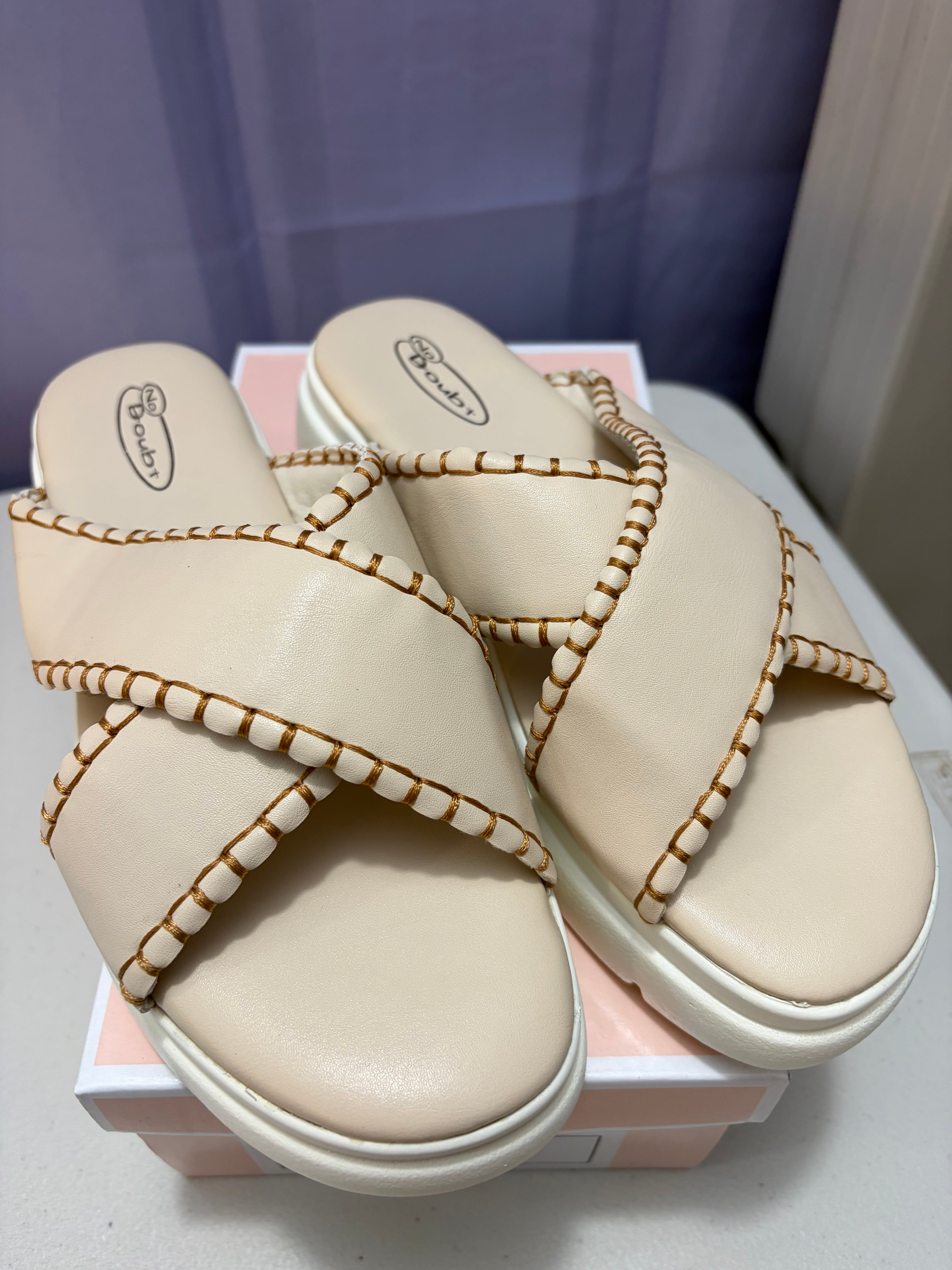 Mia- Stitched Detailed Platform Sandals.