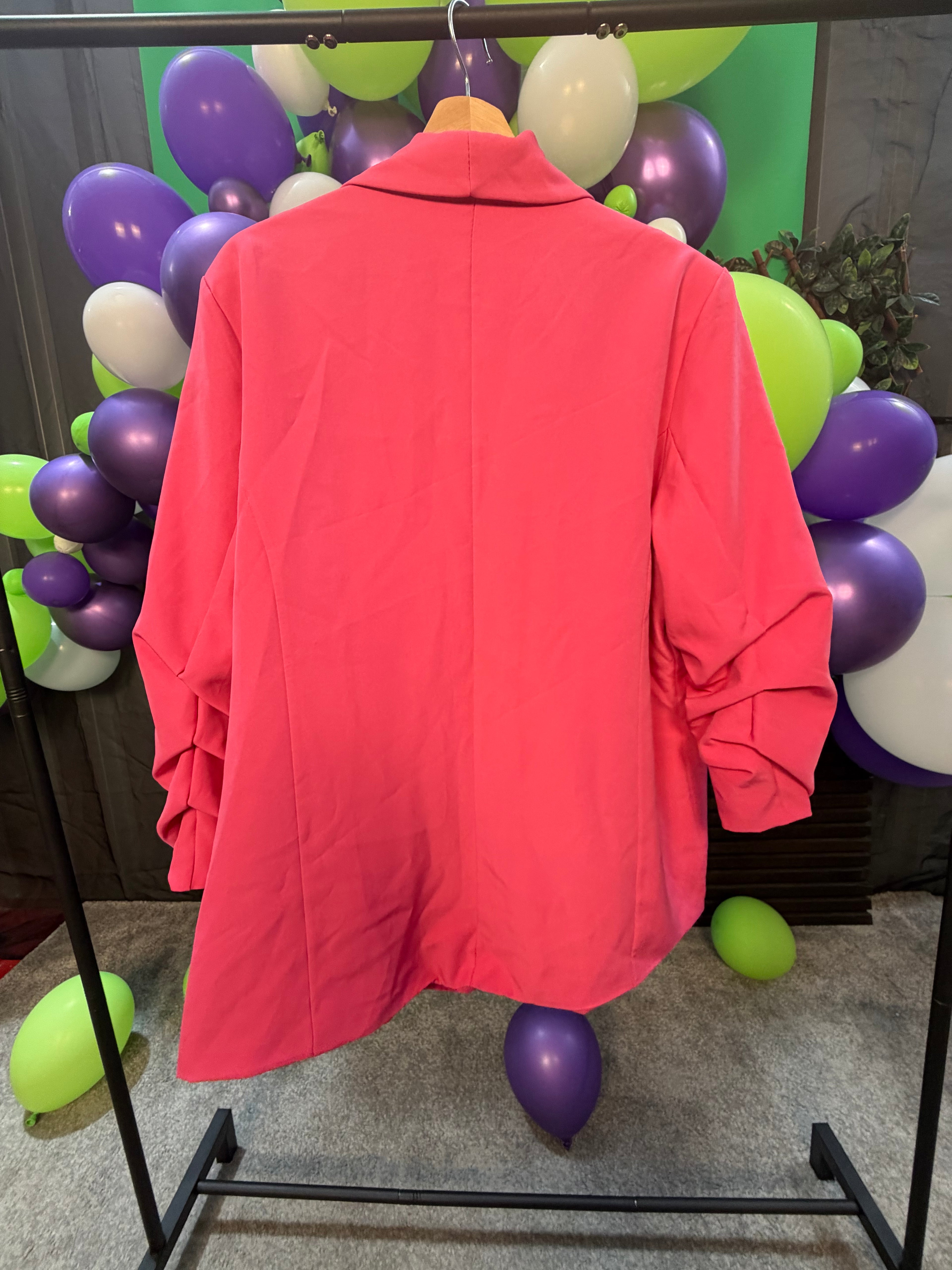Plus Size Blazer with Ruched Sleeves