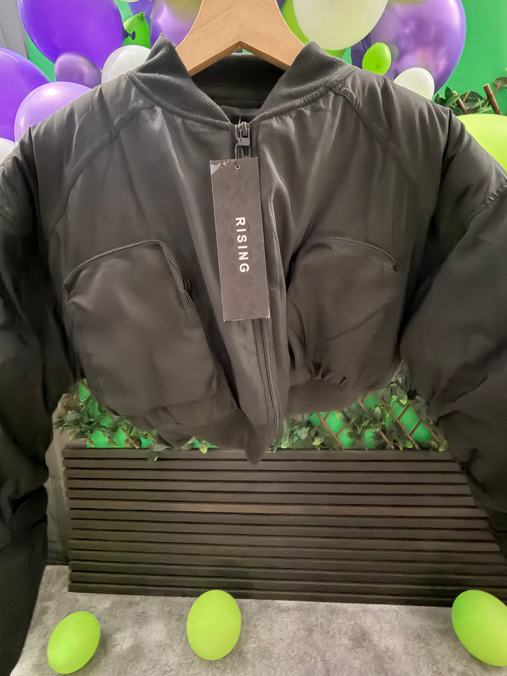 Padded, Cropped Bomber Jacket with Pockets