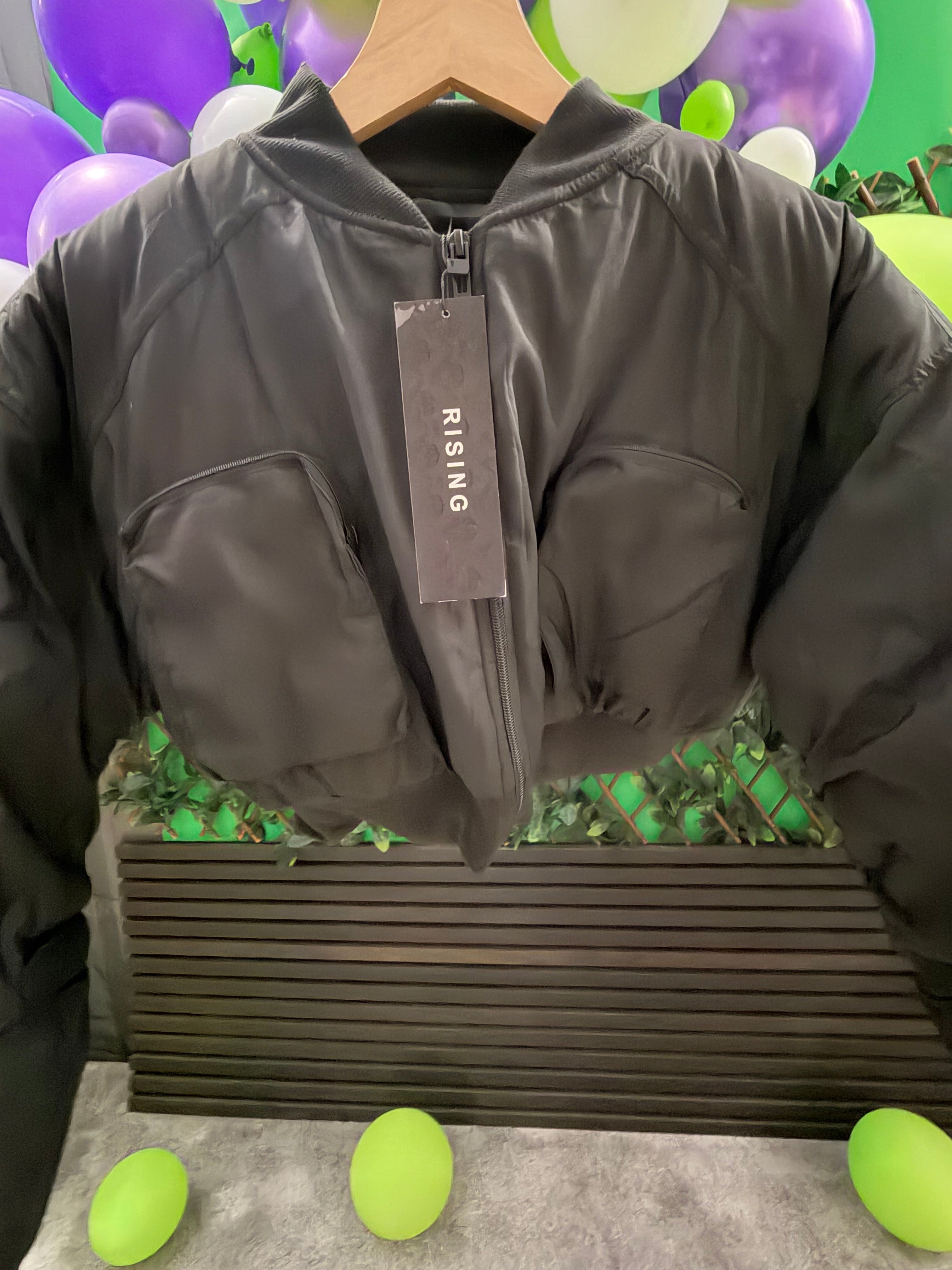 Padded, Cropped Bomber Jacket with Pockets