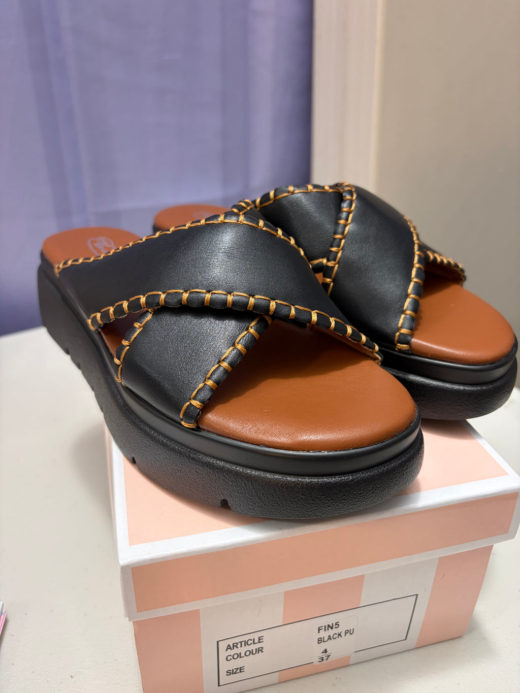 Mia- Stitched Detailed Platform Sandals.