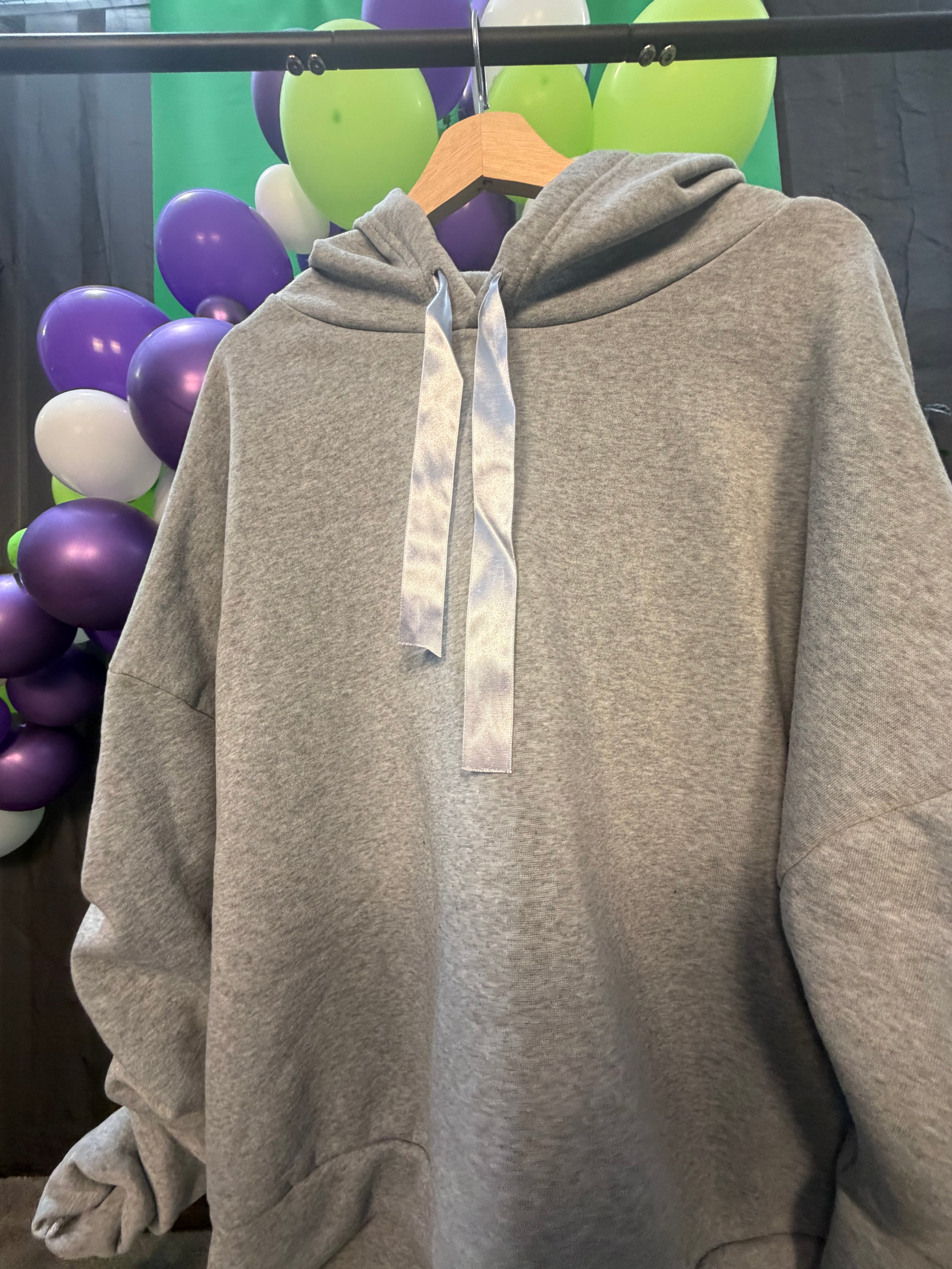 Soft Hoodie with Ribbons & Ruched Sleeves