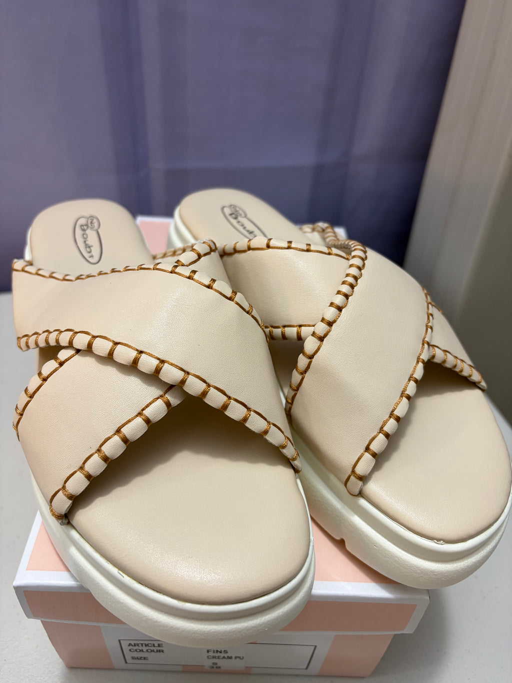 Mia- Stitched Detailed Platform Sandals.