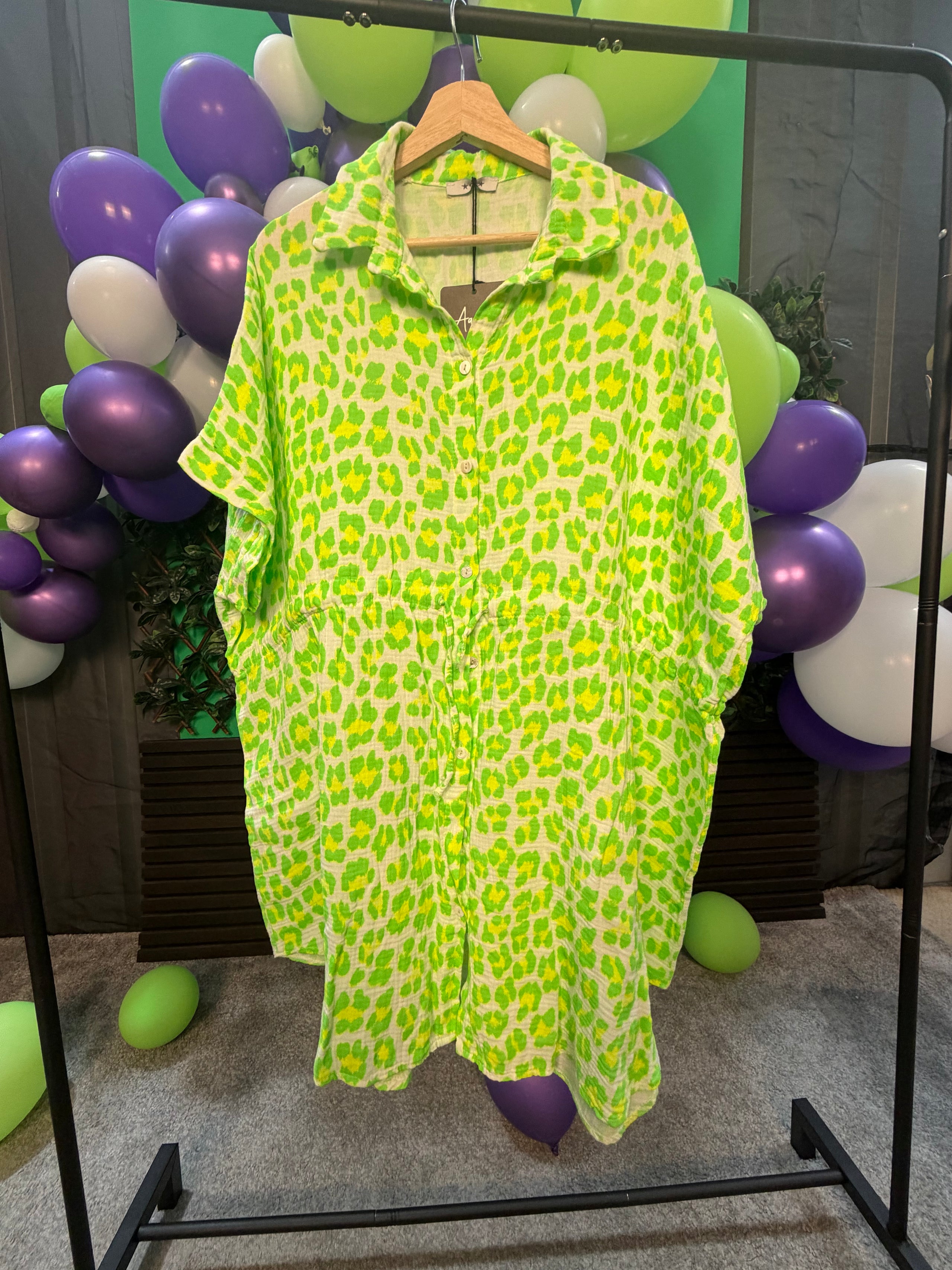 PLUS SIZE Neon Leopard Cheesecloth Shirt (16-24)