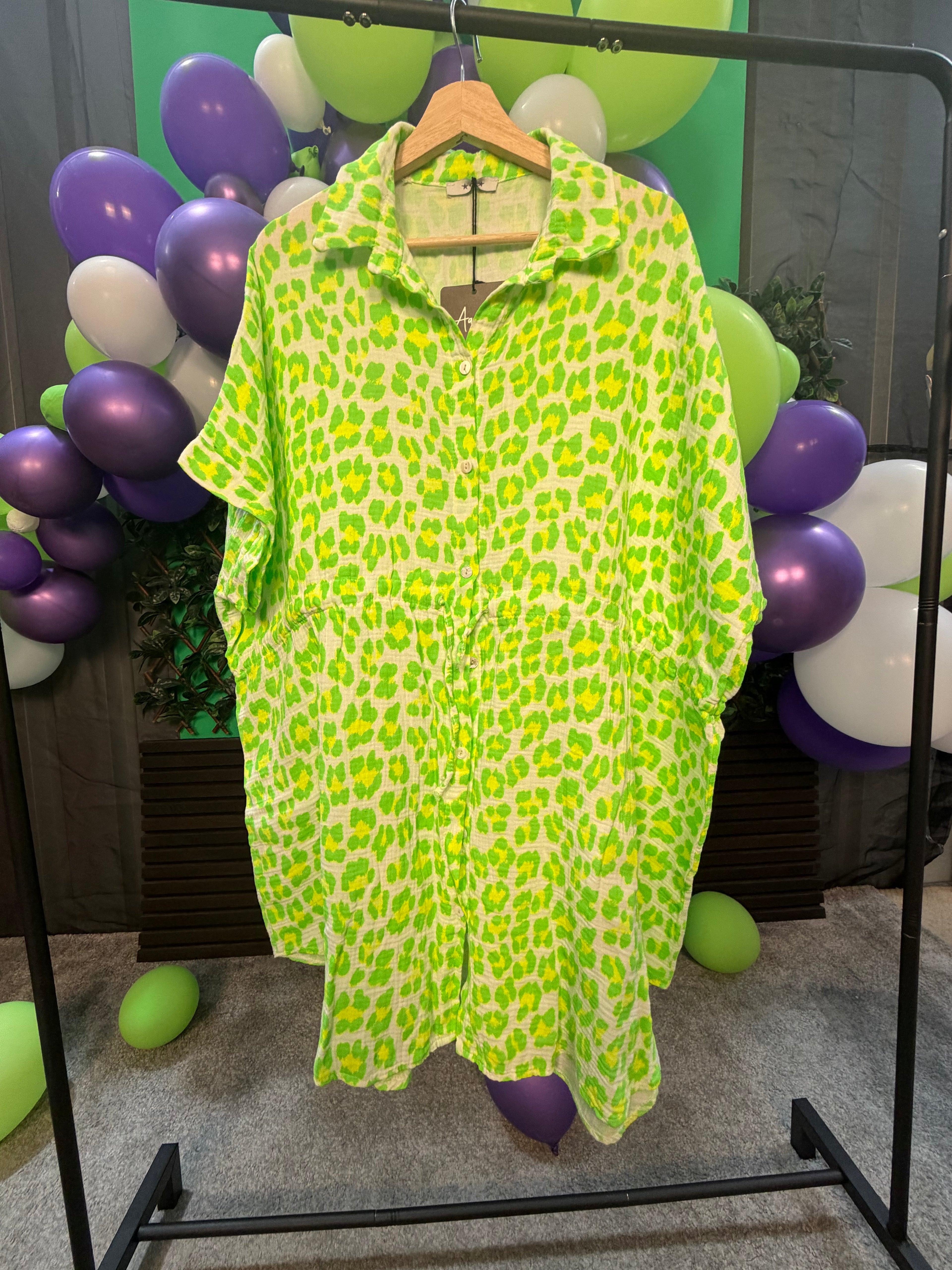 PLUS SIZE Neon Leopard Cheesecloth Shirt (16-24)