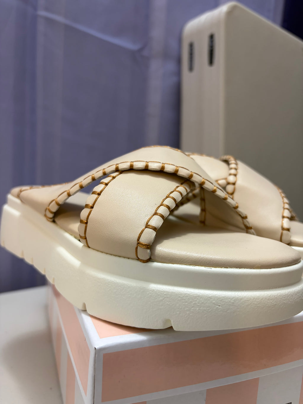 Mia- Stitched Detailed Platform Sandals.