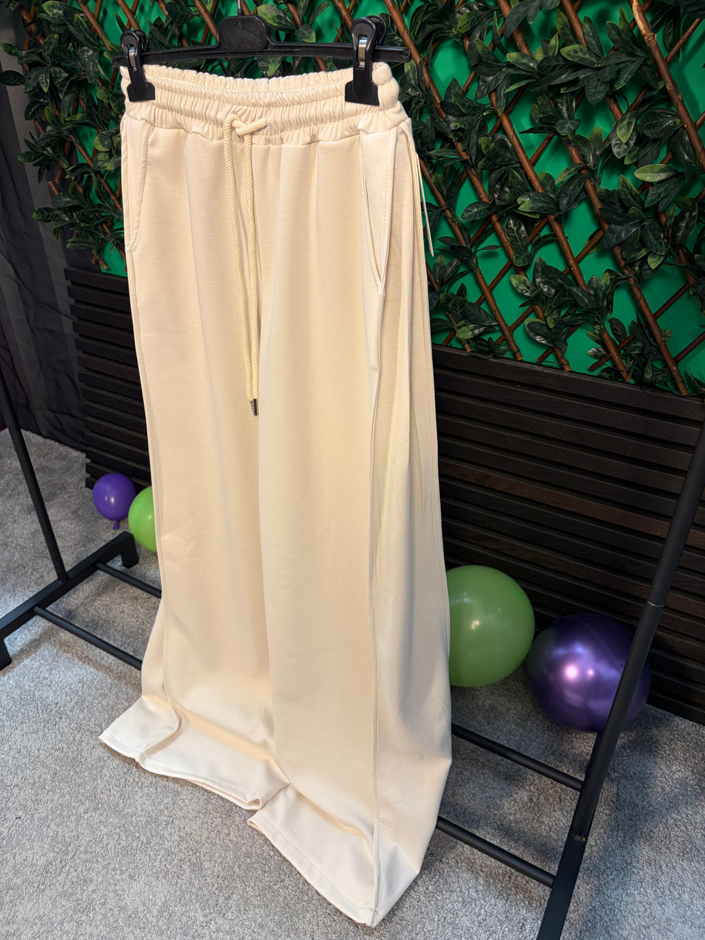Soft feel, wide leg joggers with expansion panel (6-14)