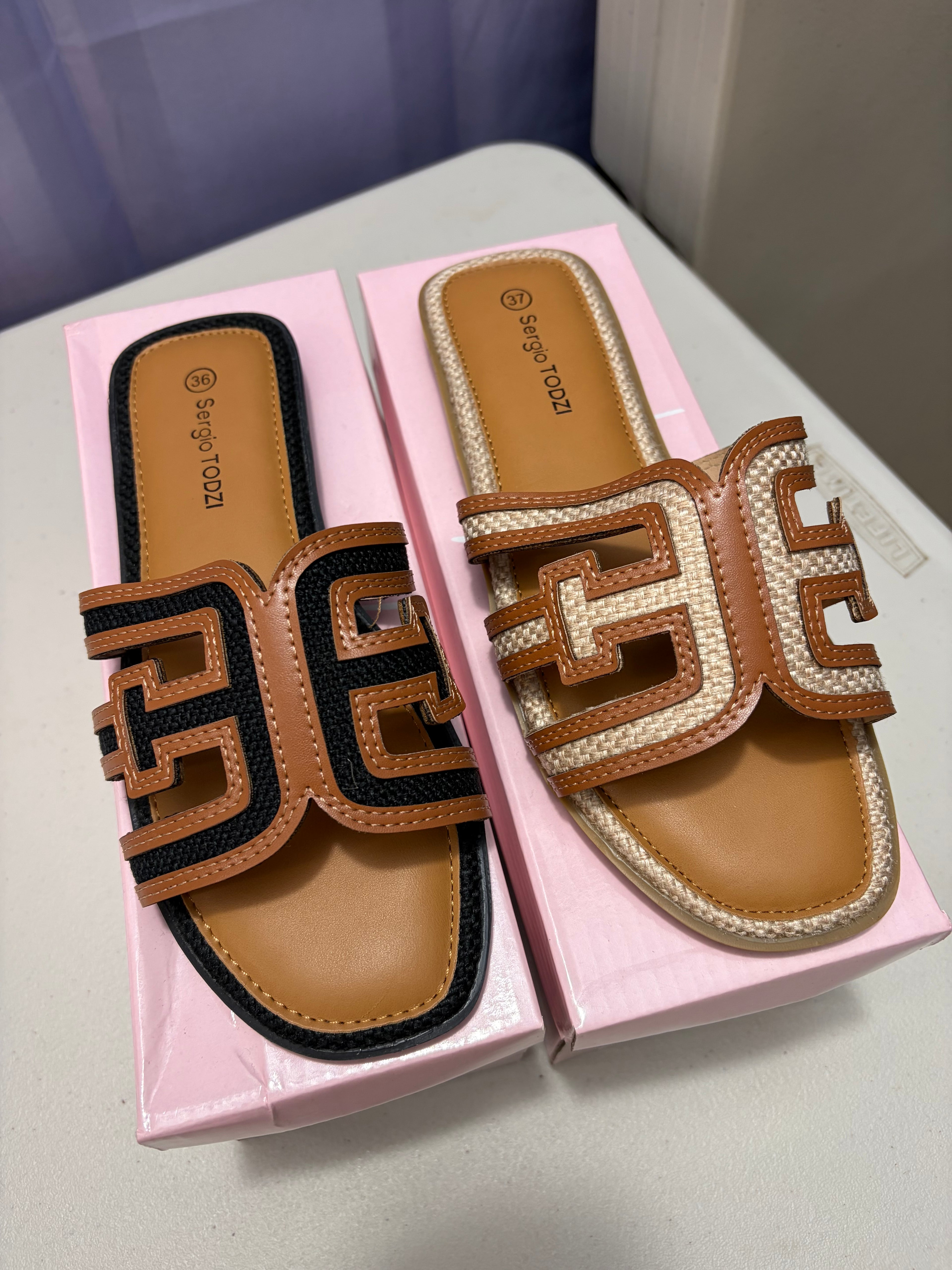 Jayne- Double Colour, H Style Sandals.