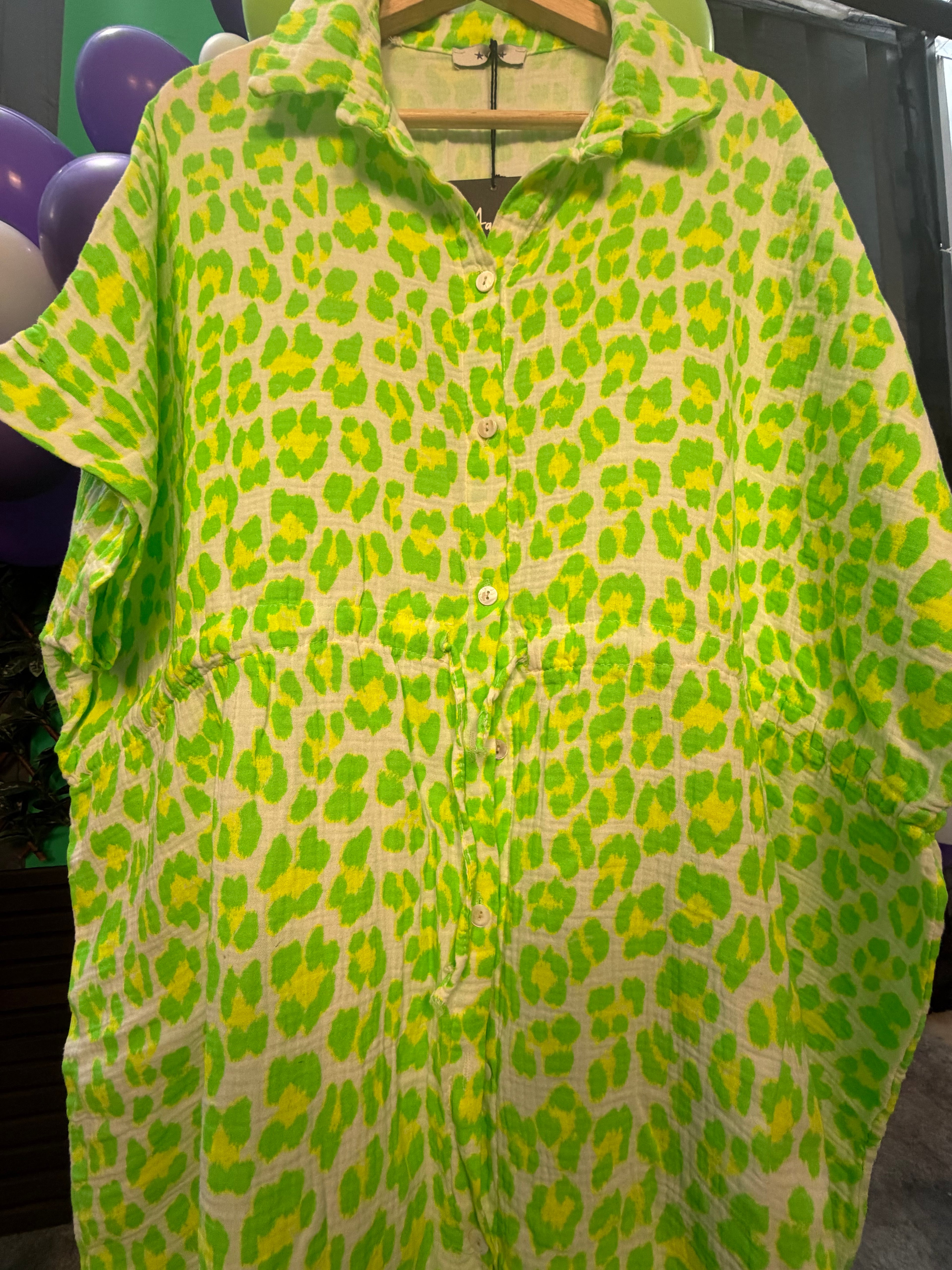 PLUS SIZE Neon Leopard Cheesecloth Shirt (16-24)