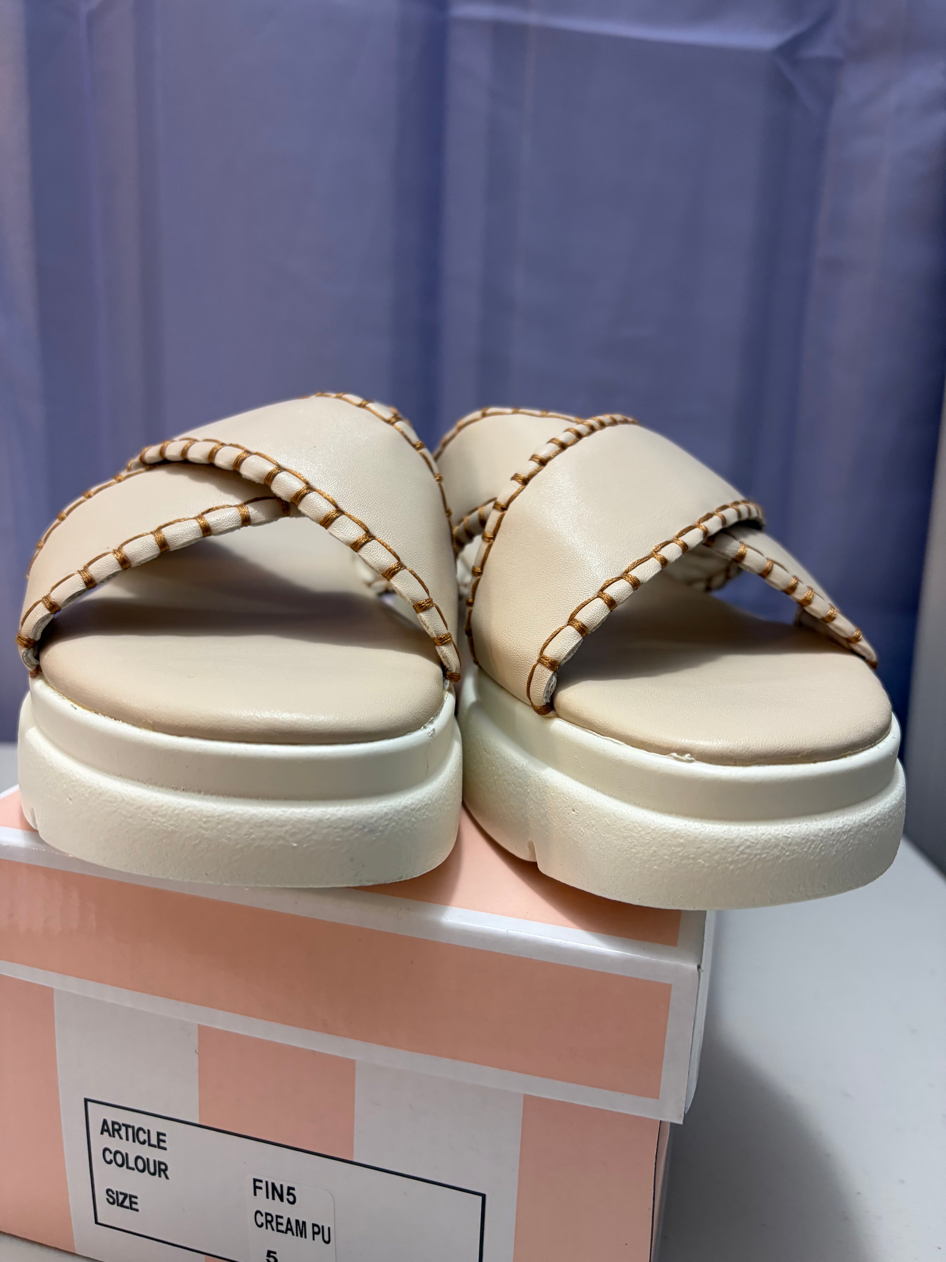 Mia- Stitched Detailed Platform Sandals.