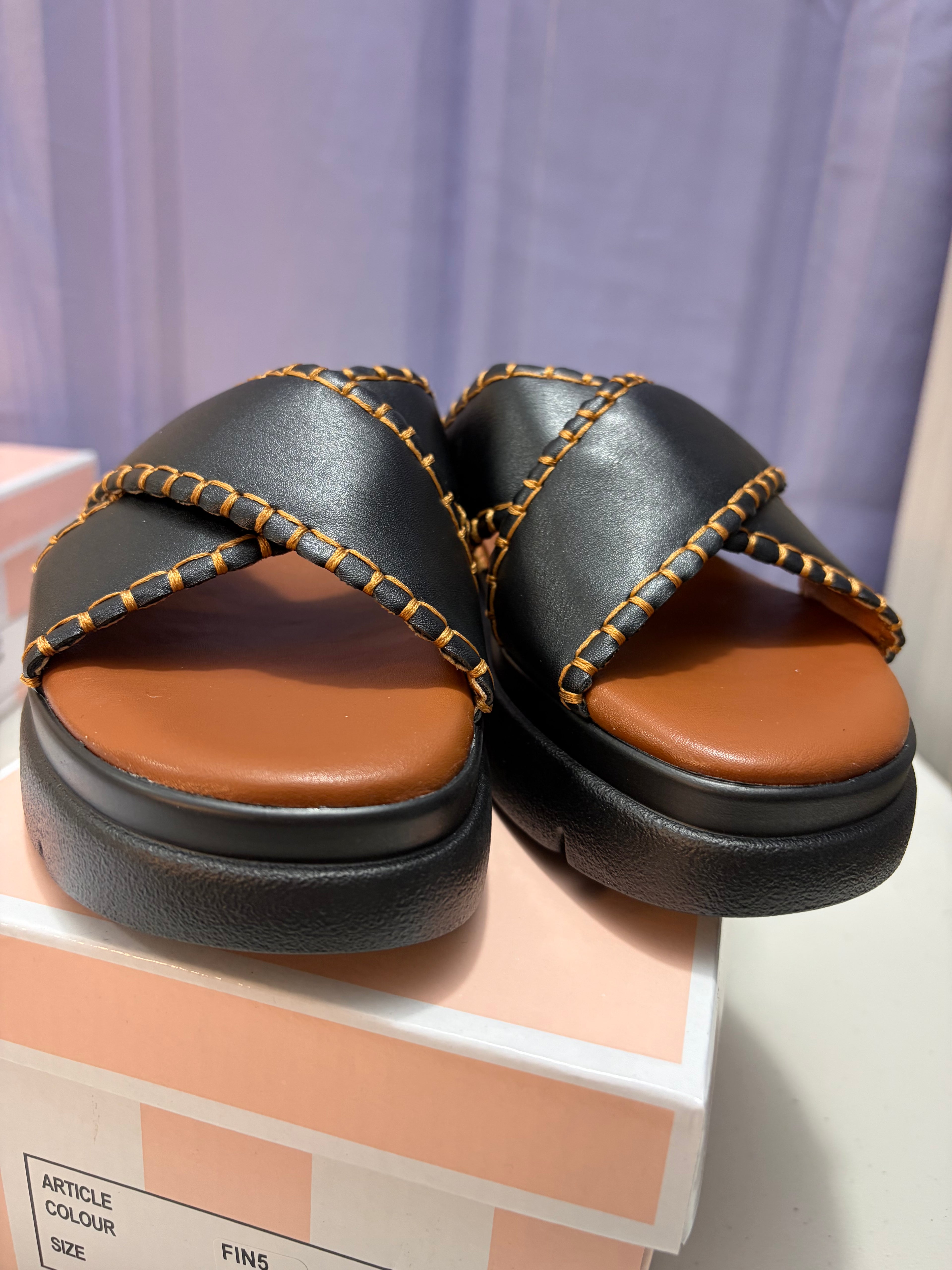 Mia- Stitched Detailed Platform Sandals.