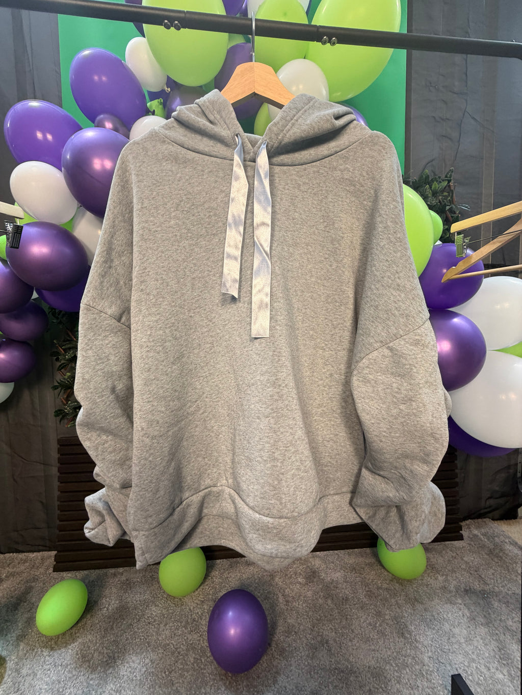 Soft Hoodie with Ribbons & Ruched Sleeves