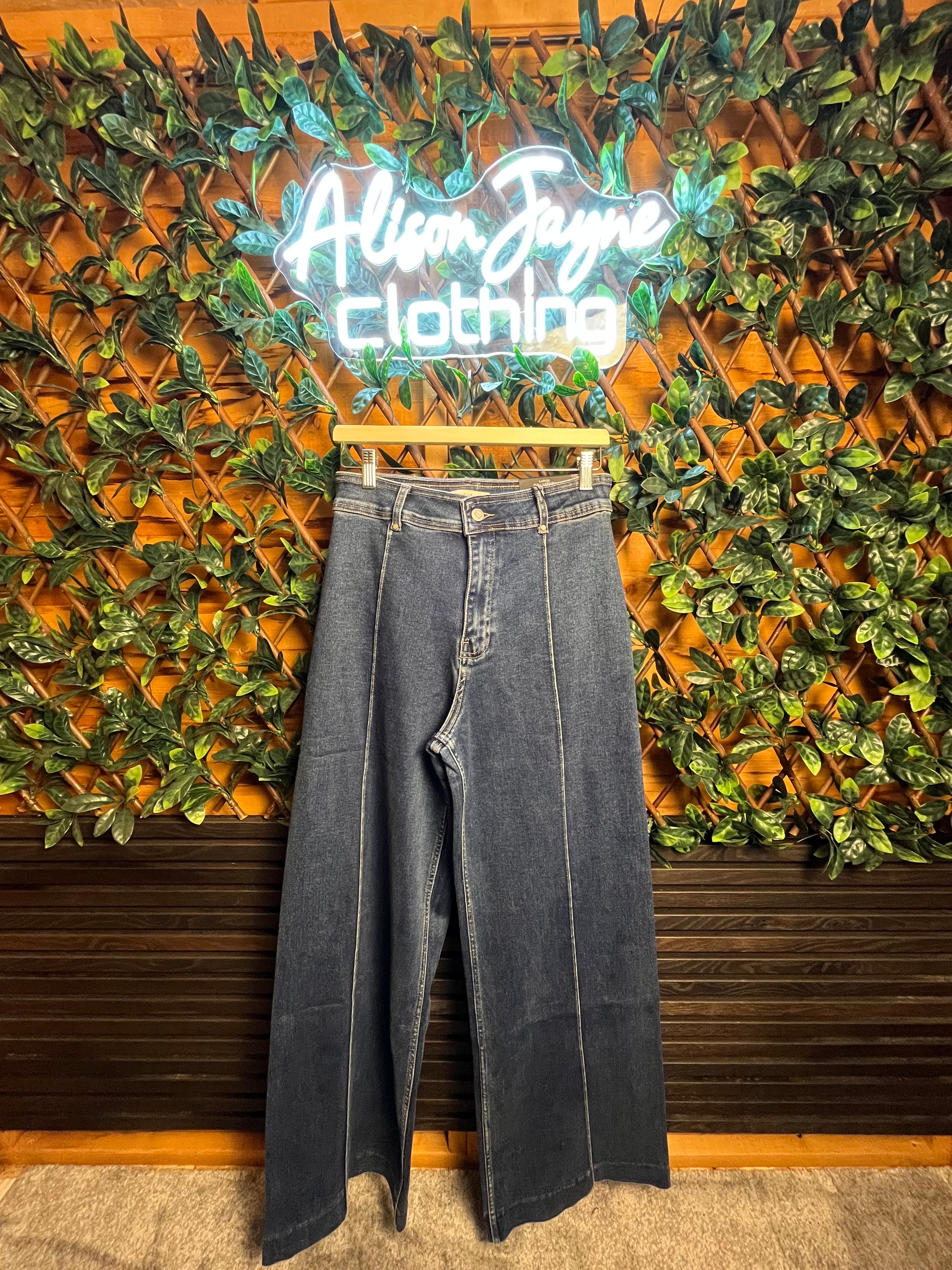 Stretchy Jeans- Single Seam, Wide Leg, 31 inch inside leg.
