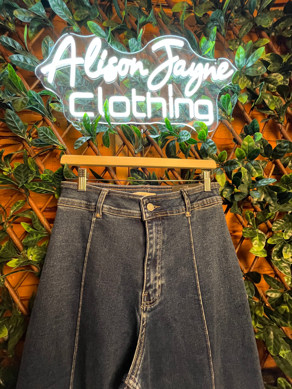 Stretchy Jeans- Single Seam, Wide Leg, 31 inch inside leg.