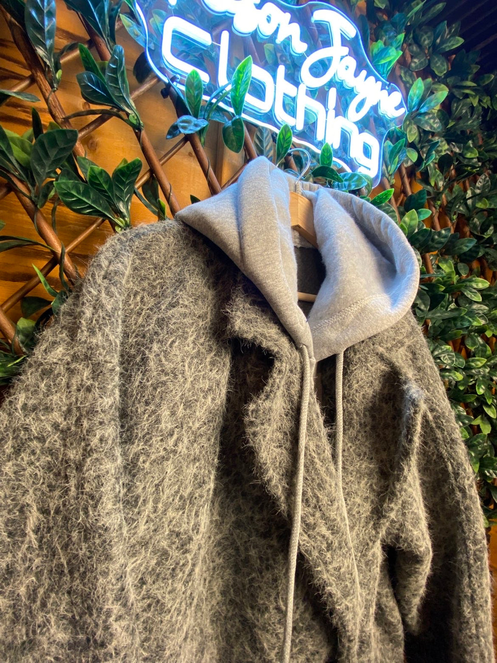 PLUS SIZE- Borg Style Coat with hoodie detail.